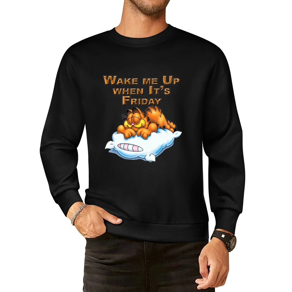 Wake Me Up When It’s Friday Garfield Cartoon Pullover Sweatshirt
