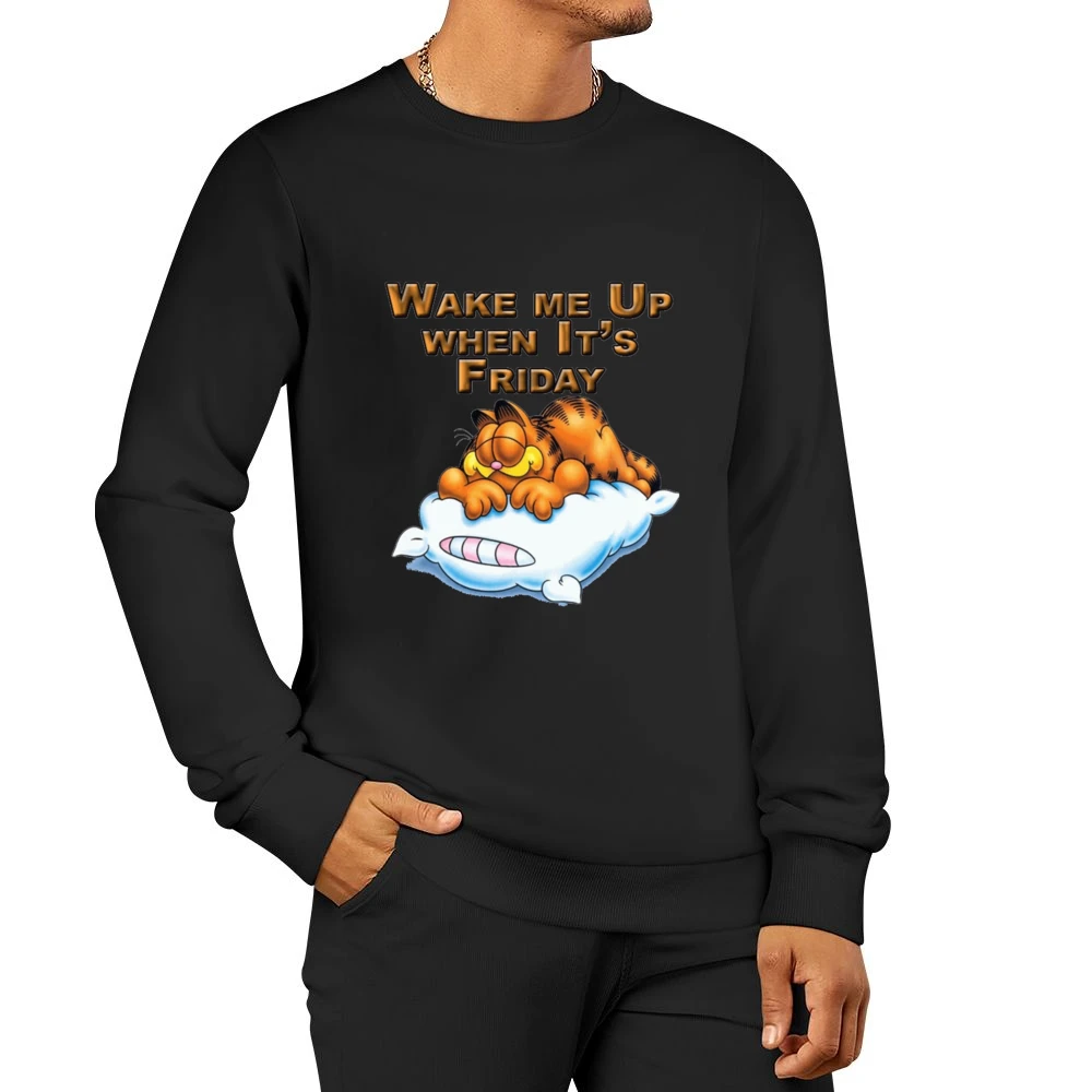 Wake Me Up When It’s Friday Garfield Cartoon Pullover Sweatshirt
