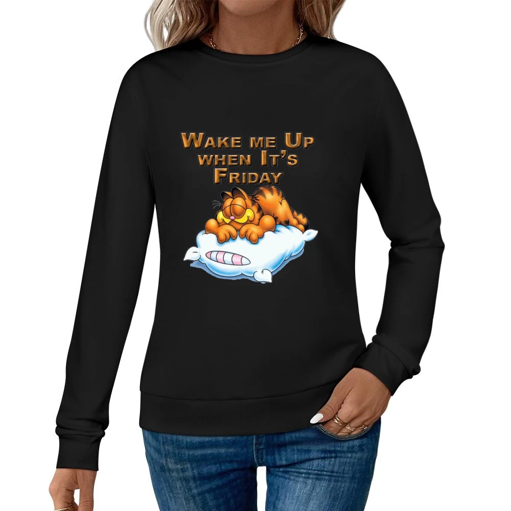 Wake Me Up When It’s Friday Garfield Cartoon Pullover Sweatshirt